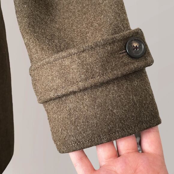 J Crew Wool Duffle Toggle Coat Parka S Shearling Fur Insulated Heritage Green - Picture 6 of 12